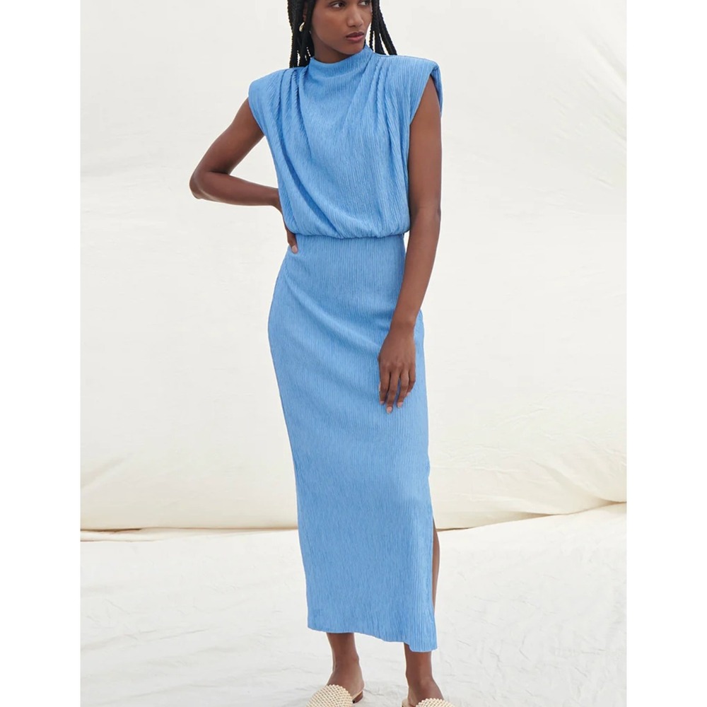 Saylor Crinkle Pleat Fione Dress in Cornflower‎ Blue sz XS